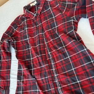 Red and Black Plaid Button-Up Shirt